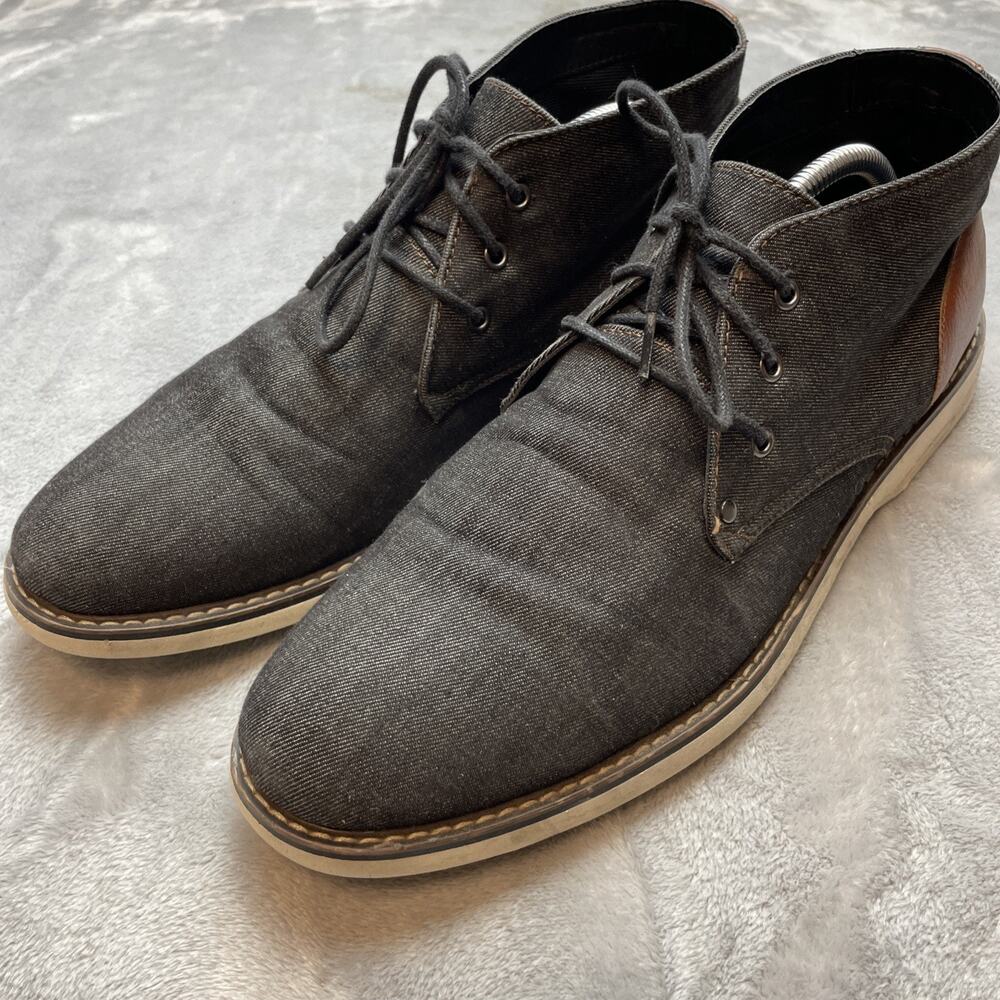 Madden  M-Dolyn Denim Chukka Boots Mens 12M Blue Canvas‎ Lace Up Hipster Shoes